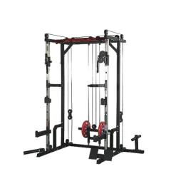 AiAigpt Squat Rack Power Cage with LAT Pulldown 1400 lb Capacity Orange+Black