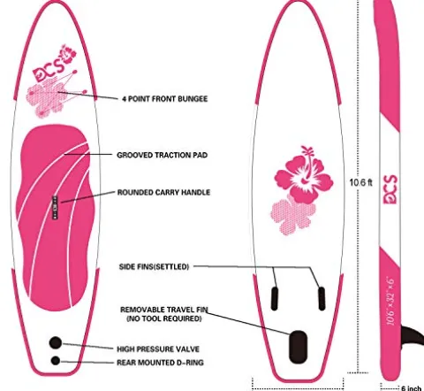 Airgymfactory Inflatable SUP for All Skill Levels Stand Up Paddle Board 10’6” Pink