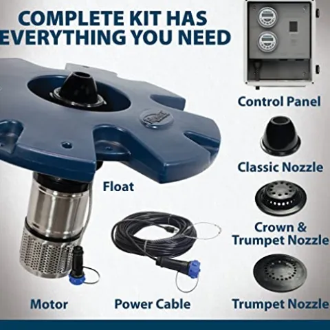 Airmax EcoSeries Floating Fountain Kit with 1/2 HP Pump and Nozzles Blue