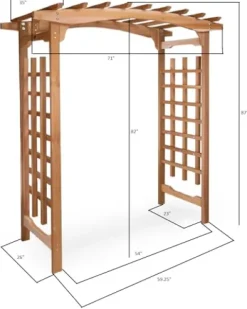 All Things Cedar 6-ft Cedar Garden Pagoda Arbor with Side Planters Red