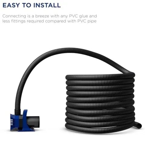 Alpine Corporation 100′ PVC Ultra-Flex Hose 3″ Inside Diameter Black