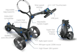 AMBA7 Motocaddy M5 GPS DHC Electric Caddy Cart Bundle Black