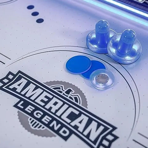 American Legend 72″ Austin Air Hockey Table LED Rails Modern Walnut Finish Electronic Scoring Grey