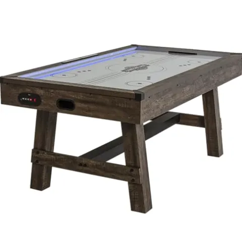 American Legend 72″ Austin Air Hockey Table LED Rails Modern Walnut Finish Electronic Scoring Grey