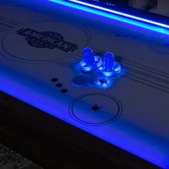 American Legend 72″ Austin Air Hockey Table LED Rails Modern Walnut Finish Electronic Scoring Grey