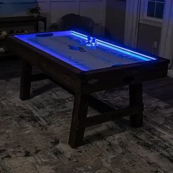 American Legend 72″ Austin Air Hockey Table LED Rails Modern Walnut Finish Electronic Scoring Grey