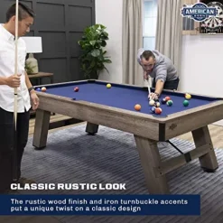 American Legend Brookdale 90” Billiard Table with Rustic Wood Finish Blue