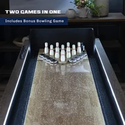 American Legend Brookdale 9’ LED Light Up Shuffleboard Table with Bowling Brown