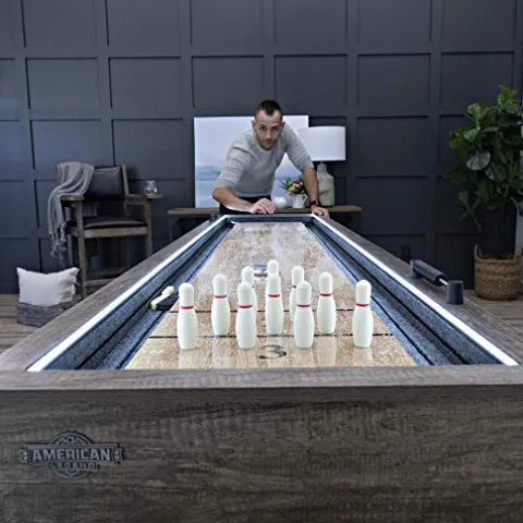 American Legend Kirkwood 9’ LED Light Up Shuffleboard Table with Bowling