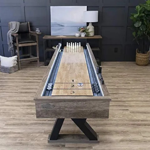 American Legend Kirkwood 9’ LED Light Up Shuffleboard Table with Bowling