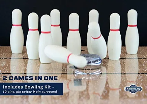 American Legend Kirkwood 9’ LED Light Up Shuffleboard Table with Bowling