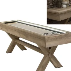 American Legend LED Shuffleboard with Buffet Top – Modern Style – Light Up LED Rails