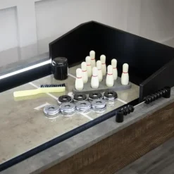 American Legend Stonebridge 9’ LED Light Up Shuffleboard Table with Bowling Stonebridge