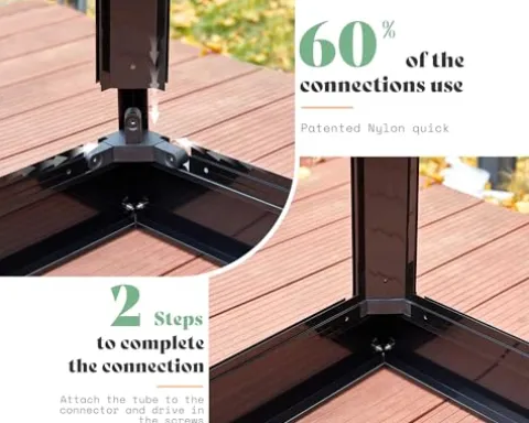 AMERLIFE 14×9.5×9 FT Hybrid Polycarbonate Greenhouse Black