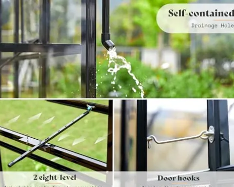 AMERLIFE 14×9.5×9 FT Hybrid Polycarbonate Greenhouse Black