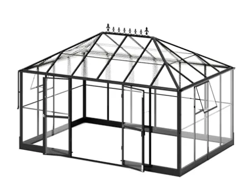 AMERLIFE 14×9.5×9 FT Hybrid Polycarbonate Greenhouse Black