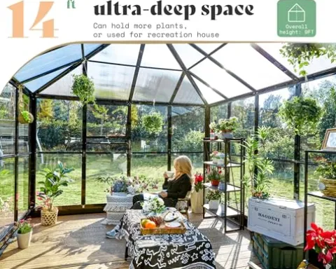 AMERLIFE 14×9.5×9 FT Hybrid Polycarbonate Greenhouse Black