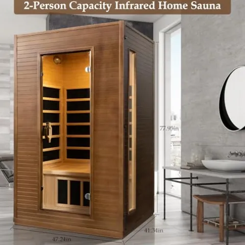 Amocane 2 Person Infrared Sauna Room with Bluetooth and Color Lights