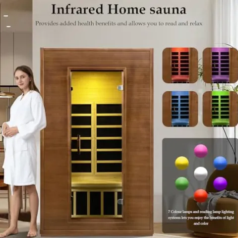 Amocane 2 Person Infrared Sauna Room with Bluetooth and Color Lights