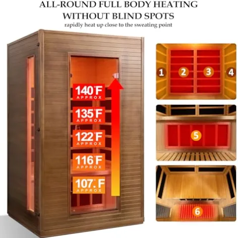 amocane Infrared Cedar Wood Sauna Room 1-2 Person with Control Panel and Bluetooth Speakers