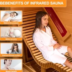 Amocane Infrared Hemlock Wooden Sauna Room with Recliner, Oxygen Bar, 1-2 Person, Left Sauna Room