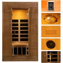 amocane Infrared Sauna 1-2 Person Cedar Wood with Bluetooth
