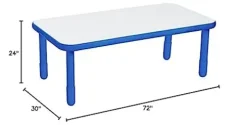 Angeles Baseline 72″ x 30″ Rectangular Activity Table 24″ H Royal Blue Finish