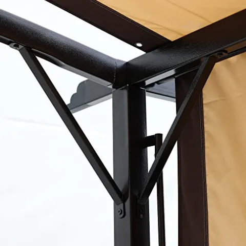 ANTSKU 12′ x 9′ Outdoor Pergola with Retractable Canopy Black Beige