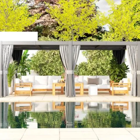 Aoxun Louvered Pergola 12′ x 20′ Outdoor Aluminum with Adjustable Roof Gray