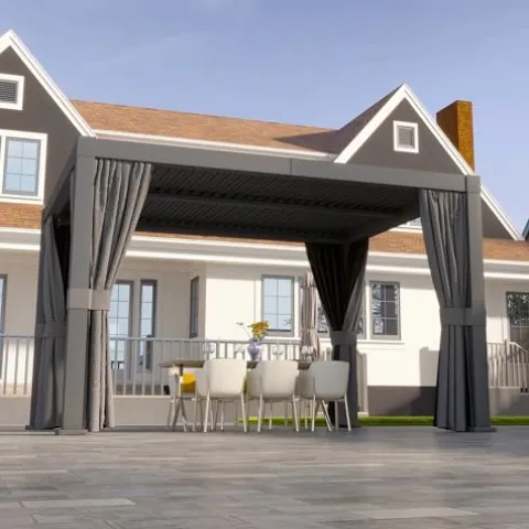 Aoxun Louvered Pergola 10x12ft Outdoor Aluminum Adjustable Roof Gray