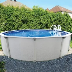 Aquarian Fuzion 24 Ft x 52 in Round Above Ground Swimming Pool Backyard Framed Pool Kit Gray