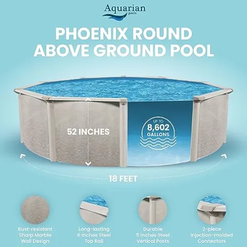 Aquarian Phoenix Round Steel Frame Above Ground Swimming Pool Gray