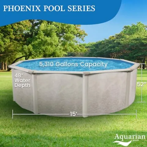 Aquarian Phoenix 15’x52″ Steel Frame Above-Ground Pool Grey
