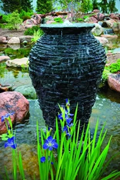 Aquascape Large Stacked Slate Urn Fountain Gray 56.5 Inches Tall
