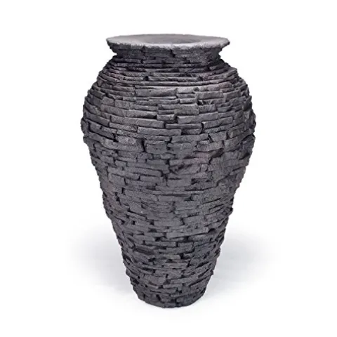 Aquascape Large Stacked Slate Urn Fountain Gray 56.5 Inches Tall