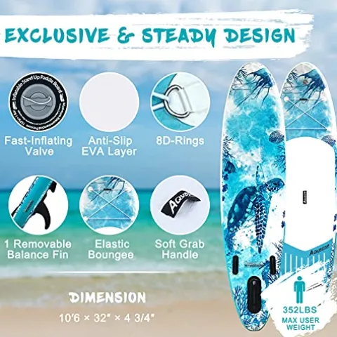 AQUBONA Inflatable Stand Up Paddle Board Ocean Blue