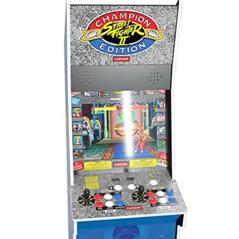 ARCADE1UP Street Fighter II Champion Edition Big Blue Arcade Machine with WiFi and Stool