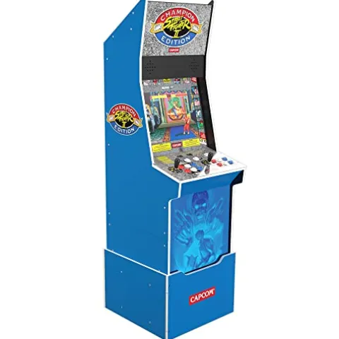 ARCADE1UP Street Fighter II Champion Edition Big Blue Arcade Machine with WiFi and Stool