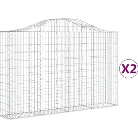 Arched Gabion Baskets 2 pcs 78.7″x11.8″x47.2″/55.1″ Galvanized Iron White Black Other
