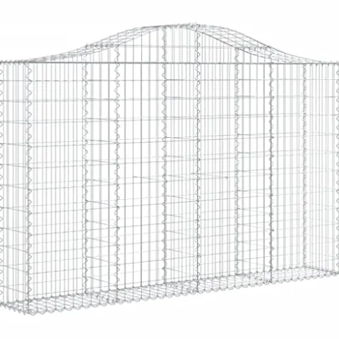 Arched Gabion Baskets 2 pcs 78.7″x11.8″x47.2″/55.1″ Galvanized Iron White Black Other