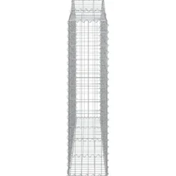 Arched Gabion Baskets 2 pcs 78.7″x11.8″x47.2″/55.1″ Galvanized Iron White Black Other