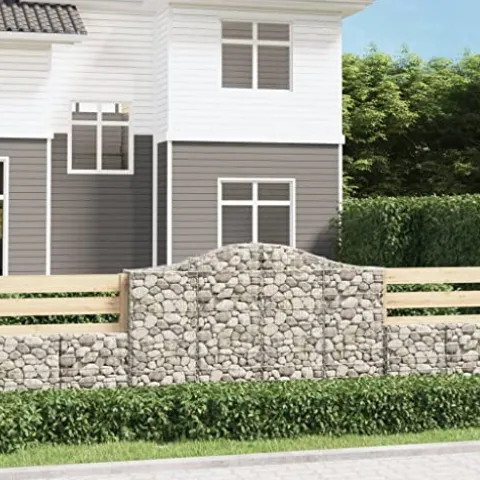 Arched Gabion Baskets 2 pcs 78.7″x11.8″x47.2″/55.1″ Galvanized Iron White Black Other