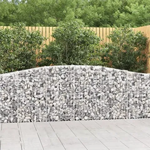 Arched Gabion Baskets 2 pcs 157.5″x11.8″x31.5″/39.4″ Galvanized Iron White Black Other