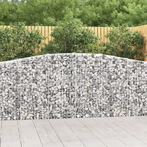 Arched Gabion Baskets 2 pcs 157.5″x11.8″x39.4″/47.2″ Galvanized Iron White Black Other