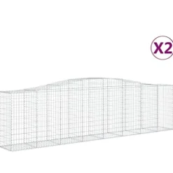 Arched Gabion Baskets 2 pcs 157.5″x19.7″x39.4″/47.2″ Galvanized Iron White Black Other
