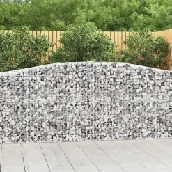 Arched Gabion Baskets 2 pcs 157.5″x19.7″x39.4″/47.2″ Galvanized Iron White Black Other