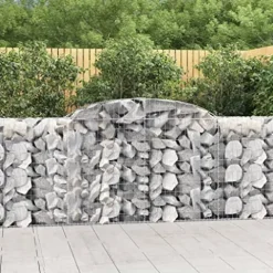 Arched Gabion Baskets 3 pcs Galvanized Iron 118.1″x19.7″x39.4″/47.2″ White Black