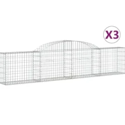 Arched Gabion Baskets 3 pcs 118.1″x11.8″x23.6″/31.5″ Galvanized Iron White Black Other