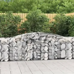 Arched Gabion Baskets 2 pcs 157.5″x19.7″x31.5″/39.4″ Galvanized Iron White Black
