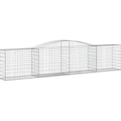 Arched Gabion Baskets 2 pcs 157.5″x19.7″x31.5″/39.4″ Galvanized Iron White Black